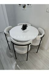 Elisa Masa Sandalye Takımı, Mutfak Masası, Teddy Kumaş, Mdf Masa, 90x90