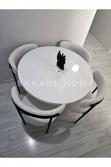 Elisa Masa Sandalye Takımı, Mutfak Masası, Teddy Kumaş, Mdf Masa, 90x90