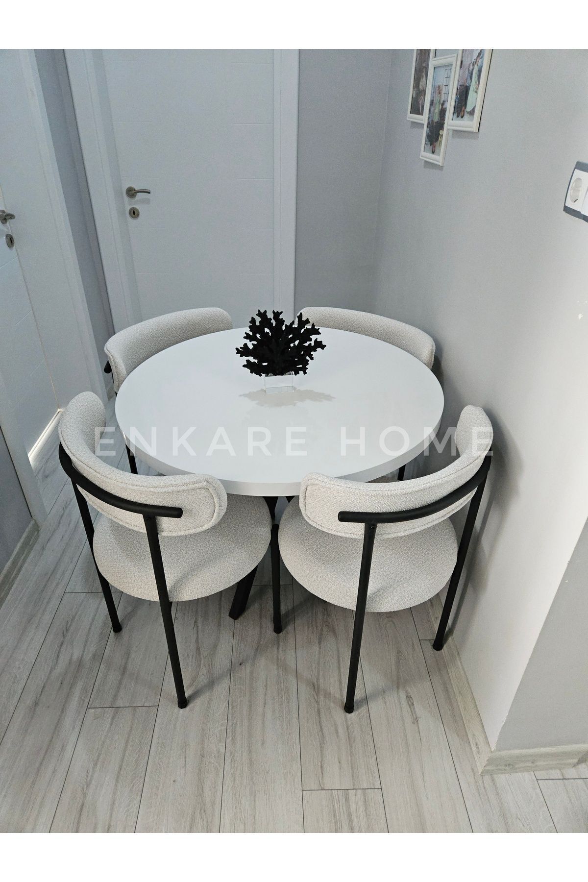 Elisa Masa Sandalye Takımı, Mutfak Masası, Teddy Kumaş, Mdf Masa, 90x90