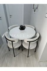 Elisa Masa Sandalye Takımı, Mutfak Masası, Teddy Kumaş, Mdf Masa, 90x90