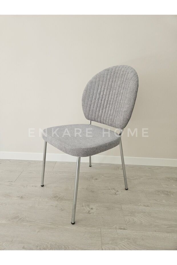 Midye Sandalye 6 Adet | Salon ve Mutfak Sandalyesi - Silinebilir Bukle Kumaş