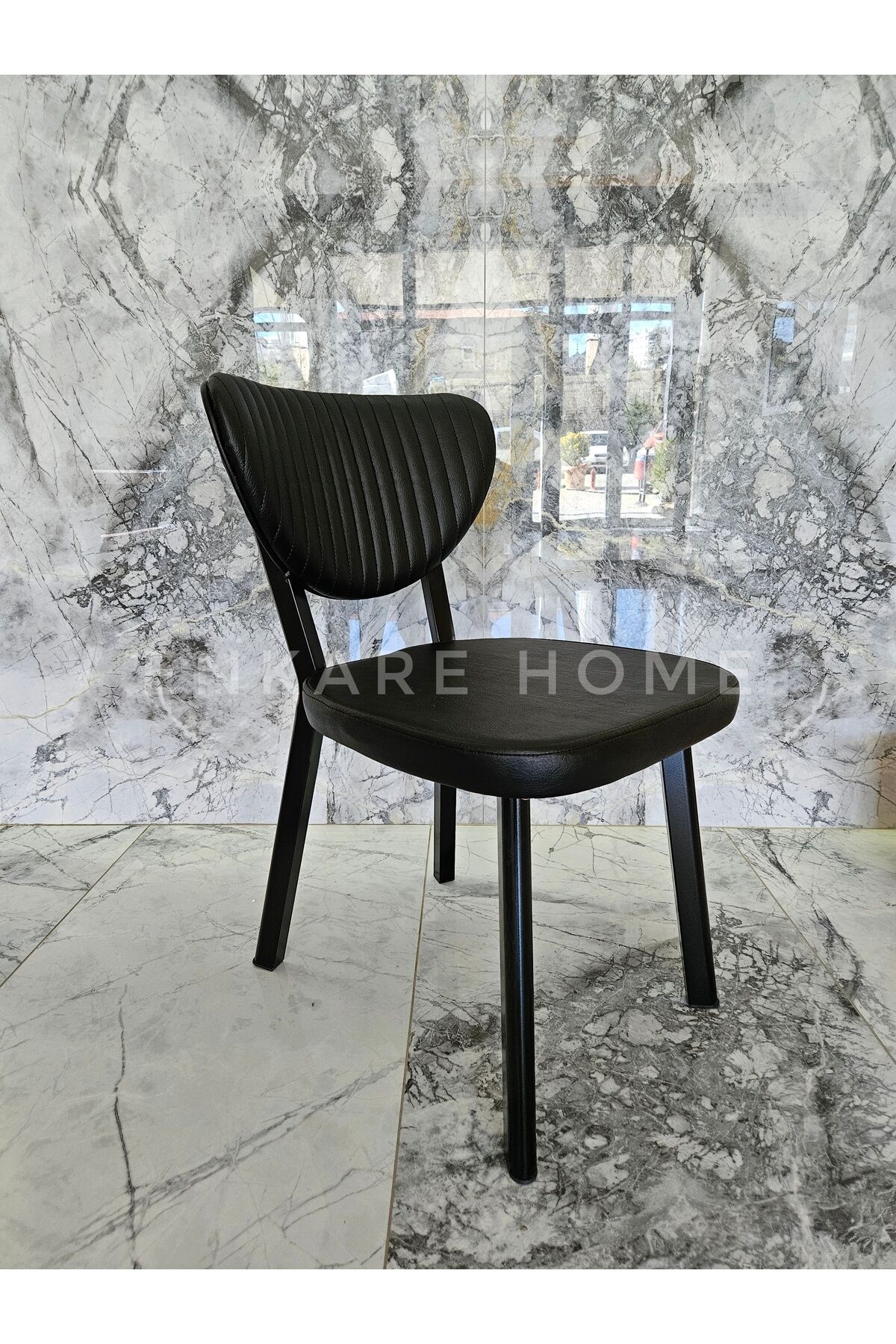 Papatya Sandalye 4 Adet, Deri Sandalye, Metal İskelet, Rahat Oturum, Mutfak Sandalyesi