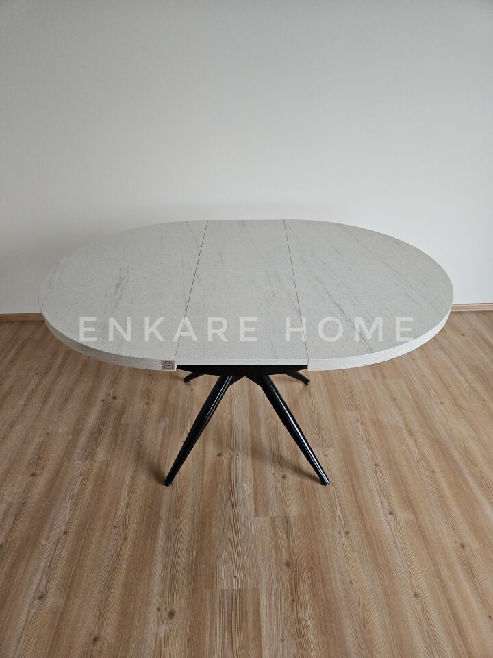 Oliva Yuvarlak Açılabilir Masa 100x100 - 100x140 | Mutfak Ve Salon Masası MDF