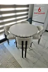 Oliva Masa Badem Sandalye Takımı - Açılabilir Yuvarlak Mdf Masa + 6 Sandalye | Mutfak 100x100