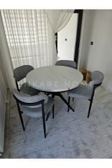 Oliva Masa Polo Sandalye Takımı | Açılabilir Yuvarlak Mdf Masa + 4 Adet Sandalye | 100x100