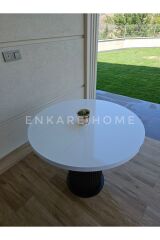 Mantar Ayaklı Yuvarlak Mdf Masa, Sur Masa, 90 cm | Mutfak, Salon, Kafeterya