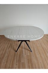 Oliva Yuvarlak Açılabilir Yemek Masası – 100x100 - 140 cm | 4-6 Kişilik | Mdf Mutfak ve Salon