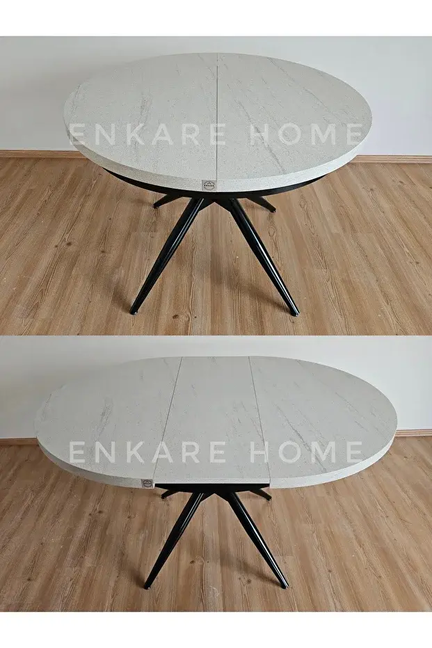 Oliva Yuvarlak Açılabilir Yemek Masası – 100x100 - 140 cm | 4-6 Kişilik | Mdf Mutfak ve Salon