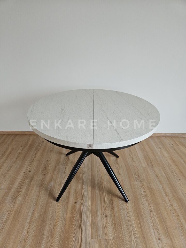 Oliva Yuvarlak Açılabilir Yemek Masası – 100x100 - 140 cm | 4-6 Kişilik | Mdf Mutfak ve Salon