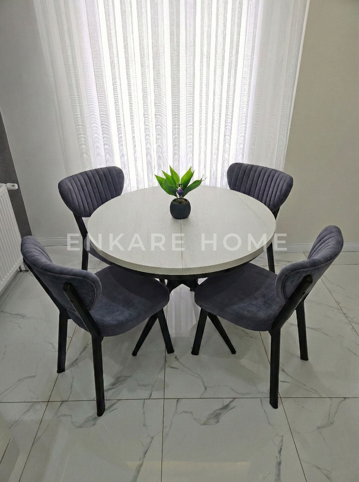 Oliva Masa Papatya Sandalye, Yuvarlak Açılabilir Mdf Masa, Mutfak, Salon Masası | 100x100