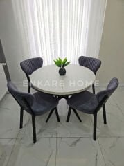 Oliva Masa Papatya Sandalye, Yuvarlak Açılabilir Mdf Masa, Mutfak, Salon Masası | 100x100