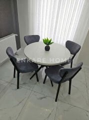 Oliva Masa Papatya Sandalye, Yuvarlak Açılabilir Mdf Masa, Mutfak, Salon Masası | 100x100