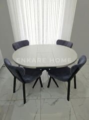 Oliva Masa Papatya Sandalye, Yuvarlak Açılabilir Mdf Masa, Mutfak, Salon Masası | 100x100