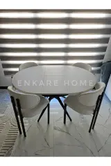 Oliva Masa Badem Sandalye Takımı - Açılabilir Yuvarlak Masa Sandalye | Mutfak, Salon 100x100