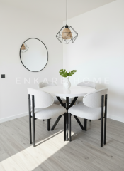 Badem Yuvarlak Masa Sandalye Takımı | Mdf Masa | 90 cm çap