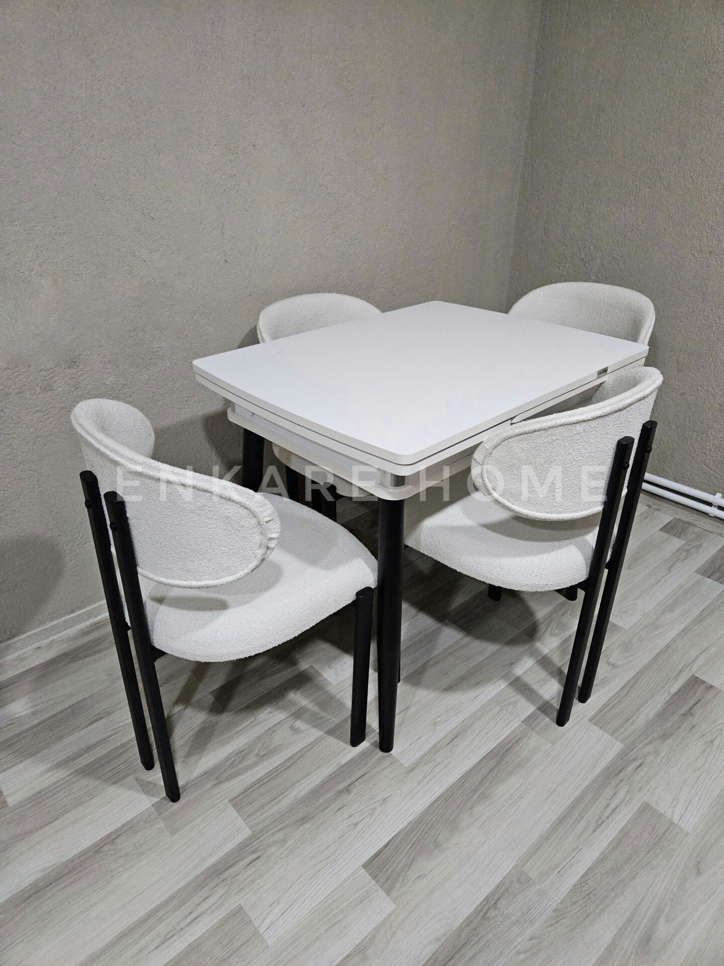 Küçük Mdf Masa & Badem Sandalye | 68x90-120  | Açılabilir Mutfak Masa Sandalye Takımı