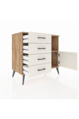 Hyperion Şifonyer Tek Raflı 4 Çekmeceli Tek Kapaklı  88x44x80 Çam-Aytaşı