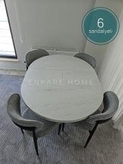 Oliva Masa Polo Sandalye Takımı | Açılabilir Yuvarlak Mdf Masa + 6 Adet Sandalye | 100x100