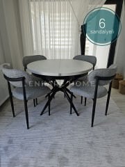 Oliva Masa Polo Sandalye Takımı | Açılabilir Yuvarlak Mdf Masa + 6 Adet Sandalye | 100x100