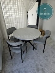 Oliva Masa Polo Sandalye Takımı | Açılabilir Yuvarlak Mdf Masa + 6 Adet Sandalye | 100x100