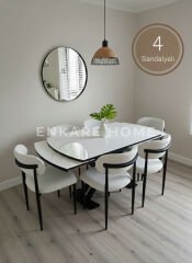 X Ayaklı Gloss Masa ve Polo Sandalye Takımı - Masa + 4 Sandalye - Çift Açılır Mutfak Masa Sandalye Takımı