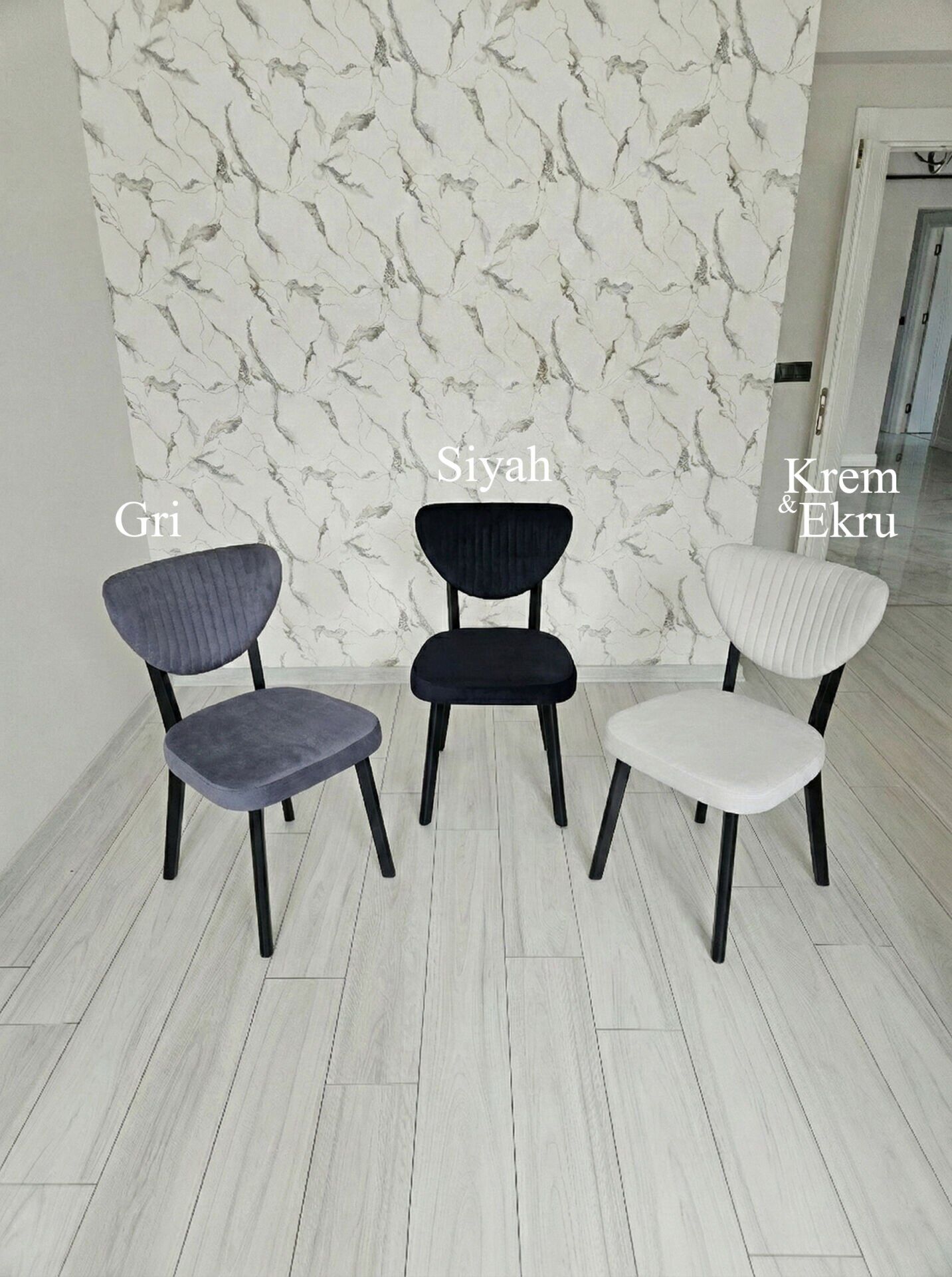 X Ayaklı Gloss Masa & Papatya Sandalye | 6 Kişilik Mutfak Masa Sandalye Takımı - Krem