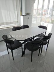 Frida Masa & Polo Sandalye | 6 Kişilik Salon ve Mutfak Masa Sandalye Takımı | 80x150-190