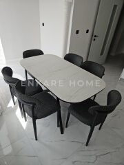 Frida Masa & Polo Sandalye | 6 Kişilik Salon ve Mutfak Masa Sandalye Takımı | 80x150-190