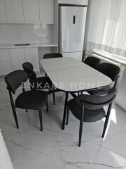 Frida Masa & Polo Sandalye | 6 Kişilik Salon ve Mutfak Masa Sandalye Takımı | 80x150-190