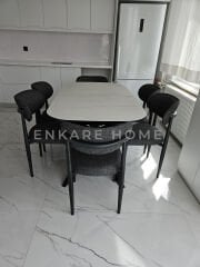 Frida Masa & Polo Sandalye | 6 Kişilik Salon ve Mutfak Masa Sandalye Takımı | 80x150-190