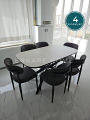 Frida Açılabilir Mutfak Masası & Polo Sandalye | 4 kişilik Masa Sandalye Takımı | 80x150-190