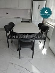 Frida Açılabilir Mutfak Masası & Polo Sandalye | 4 kişilik Masa Sandalye Takımı | 80x150-190