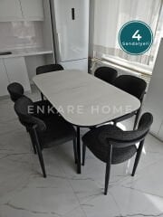 Frida Açılabilir Mutfak Masası & Polo Sandalye | 4 kişilik Masa Sandalye Takımı | 80x150-190