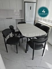 Frida Açılabilir Mutfak Masası & Polo Sandalye | 4 kişilik Masa Sandalye Takımı | 80x150-190