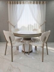 Sahra Masa Sandalye Takımı | Yuvarlak Açılabilir Bohem Masa Takımı | 100x100-135