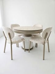 Sahra Masa Sandalye Takımı | Yuvarlak Açılabilir Bohem Masa Takımı | 100x100-135