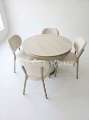 Sahra Masa Sandalye Takımı | Yuvarlak Açılabilir Bohem Masa Takımı | 100x100-135