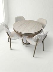 Sahra Masa Sandalye Takımı | Yuvarlak Açılabilir Bohem Masa Takımı | 100x100-135