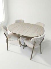 Sahra Masa Sandalye Takımı | Yuvarlak Açılabilir Bohem Masa Takımı | 100x100-135