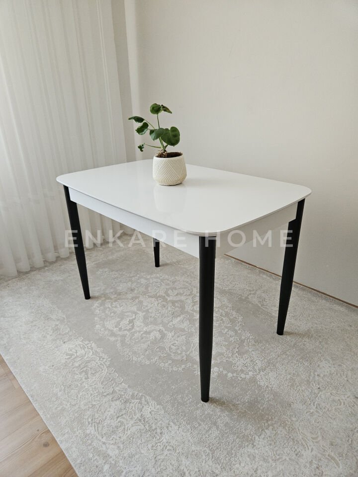 Nero Minimal MDF Küçük Mutfak Masası - Özel Açılı Kesim | 70x110 cm