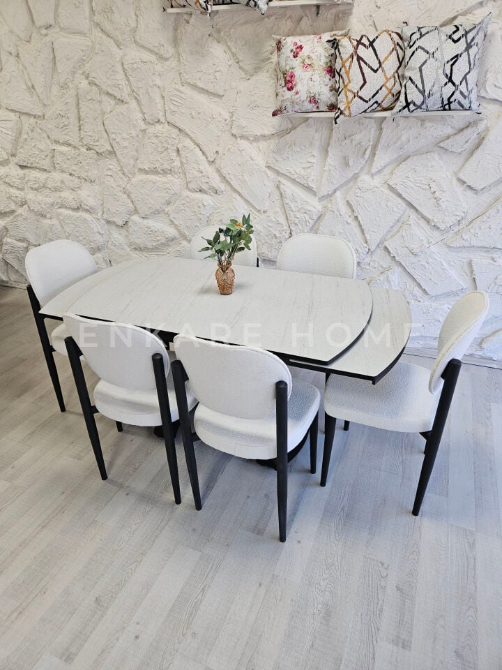X Ayaklı Yenisey Açılır Masa & Safir Sandalye Takımı | 80x130/190